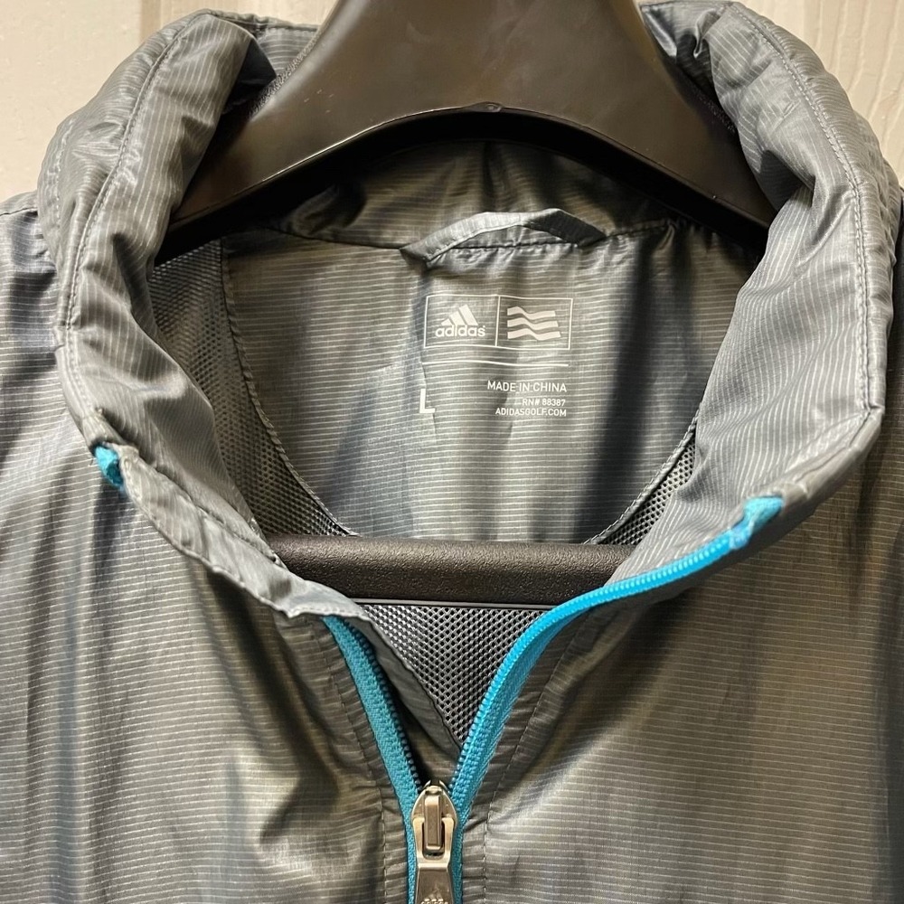 Adidas Men's Large Full Zip‎ Track Jacket with Packed Hood Golf Windbreaker Rare